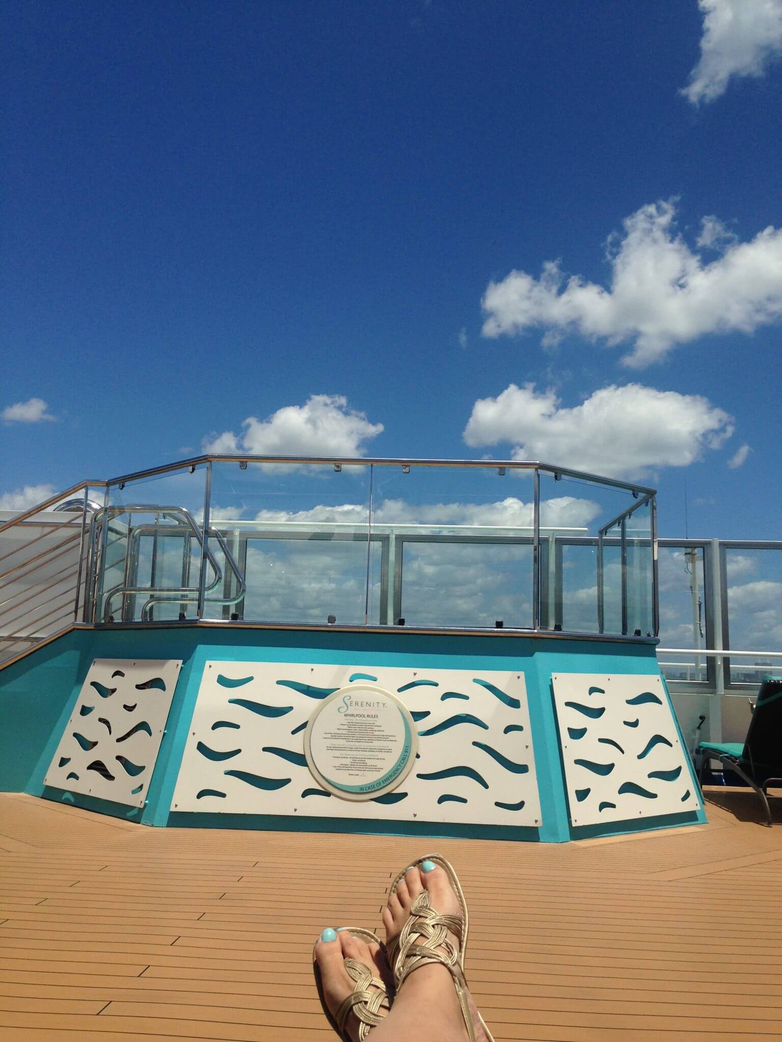 Relaxing in a cabana on the Serenity Deck