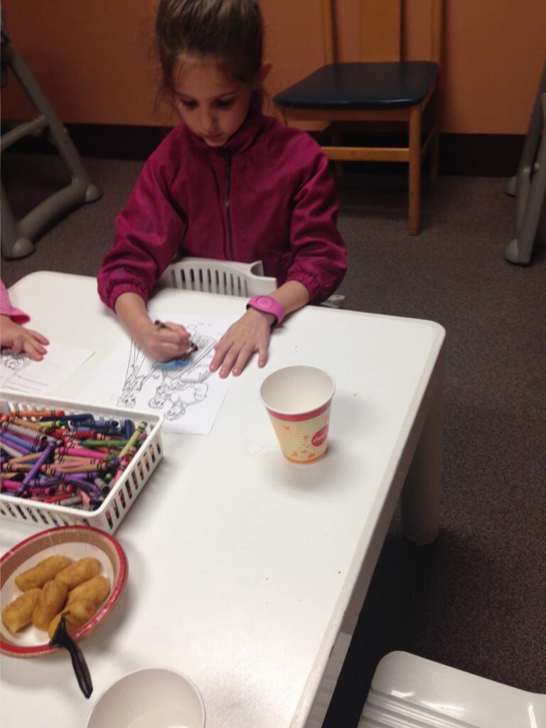 Coloring in the Baby Care Center at Disney World